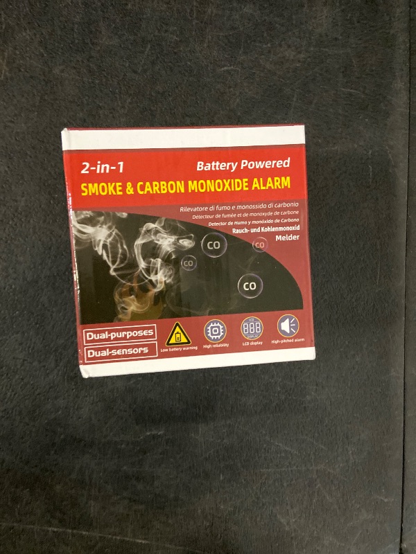 Photo 1 of Detectors Carbon Monoxide Detectors Combo, Smoke Alarms Carbon Monoxide Alarms Battery Powered Fire Alarms Smoke Detector Operated Dual Sensor (3×5AA Batteries Included)