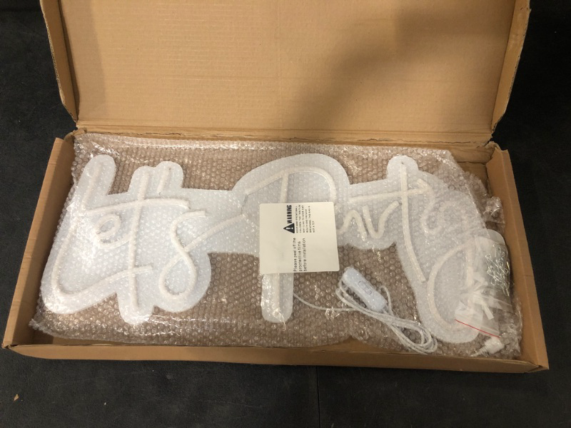 Photo 1 of 26×11.8 Inch Large Let's Party Neon Signs for Wall Decor,Dimmable LED Pink Neon Light Sign for Bedroom,Lets Party Light Up Sign for Bachelorette Party,Engagement Party,Wedding,Party,Home Bar(Two-Pack)