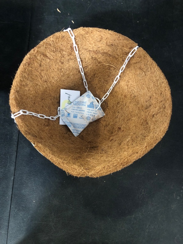 Photo 1 of 2 Pack Metal Hanging Planter Basket with Coco Coir Liner Chain Round for Garden Decoration Porch Indoor Outdoor (S Shape)