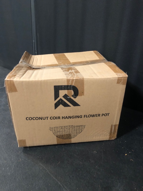 Photo 1 of 2 Pack Metal Hanging Planter Basket with Coco Coir Liner Chain Round for Garden Decoration Porch Indoor Outdoor (S Shape)