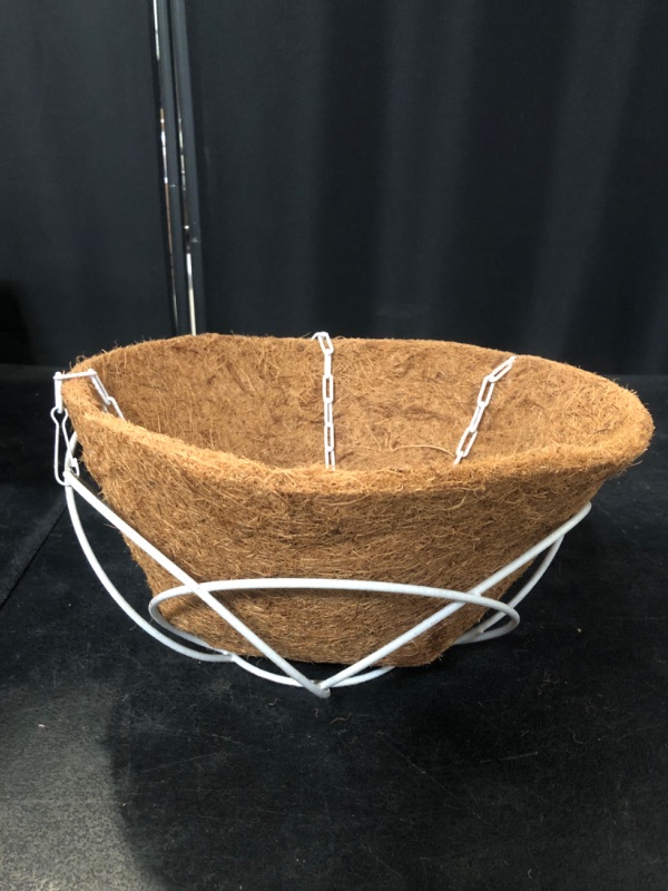 Photo 1 of 2 Pack Metal Hanging Planter Basket with Coco Coir Liner Chain Round for Garden Decoration Porch Indoor Outdoor (S Shape)