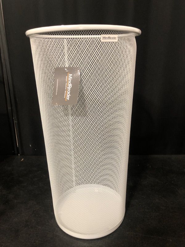 Photo 1 of Mind Reader Umbrella Stand, Multi-Purpose Mesh Storage Stand, Organizer for Office and Entryway, Metal Mesh, White