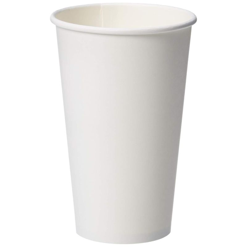 Photo 1 of Amazon Basics Compostable Coffee Cups, 16 Ounces, Paper, 500 Count (Pack of 1), White
