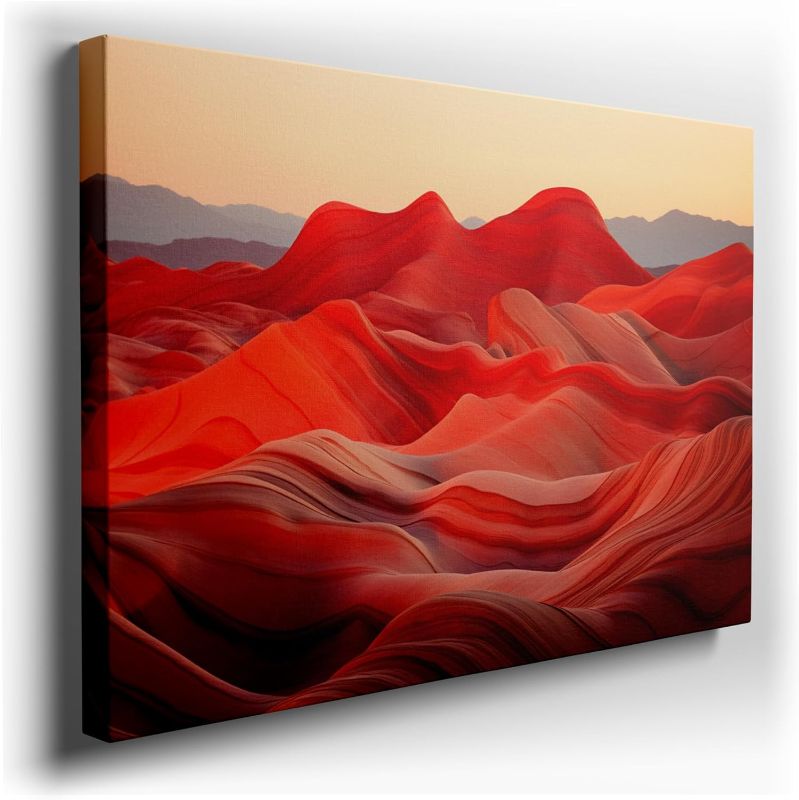 Photo 1 of Canvas Art Decor: Captivating Red Rock Waves, a Testament to Nature's Sculptural Finesse Art Decoration, Office Arts Design, Size: 91x61 cm (36x24 inch)