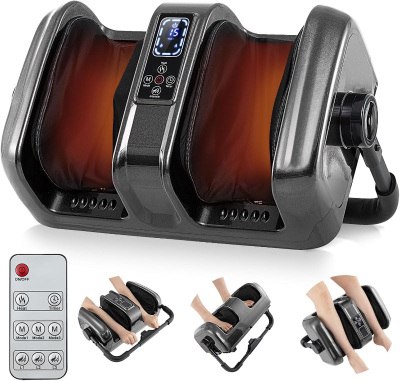 Photo 1 of Giantex Foot Massager with Heat and Remote Control, Calf Massager with 3 Massage Settings, Timer, Washable Cover, Adjustable Stand, Foot Massage Machine for Calf Arms Relax, Gift for Women Men(Grey)