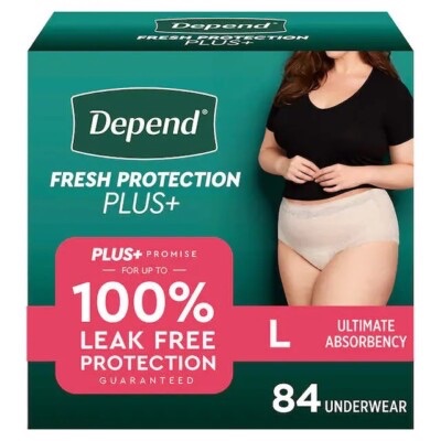 Photo 1 of (L) Depend Protection Plus Ultimate Underwear for Women, 84 Count - Size: L