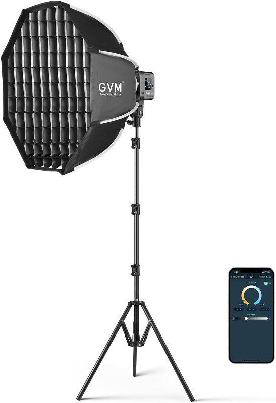 Photo 1 of GVM SD80D 80W LED Video Light Kit with Softbox, Bowens Mount, CRI97+, 2700K-7500K Color Temperature, APP Control, and Tripod Stand for Video and Wedding Shooting