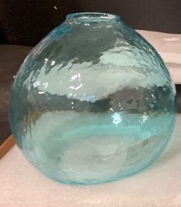 Photo 1 of Blue Bubble Glass Globe Pendant Lamp Shades, 7.16 in., 2.25 in. Lip Fitter, Set of 3