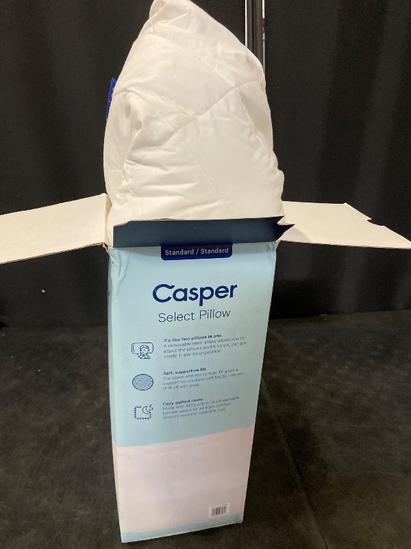 Photo 1 of Casper Sleep Essential Quilted Select Bed Pillow, Queen (U.S. Standard), White