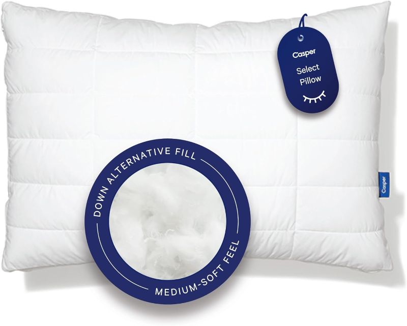 Photo 1 of Casper Sleep Essential Quilted Select Bed Pillow, Queen (U.S. Standard), White