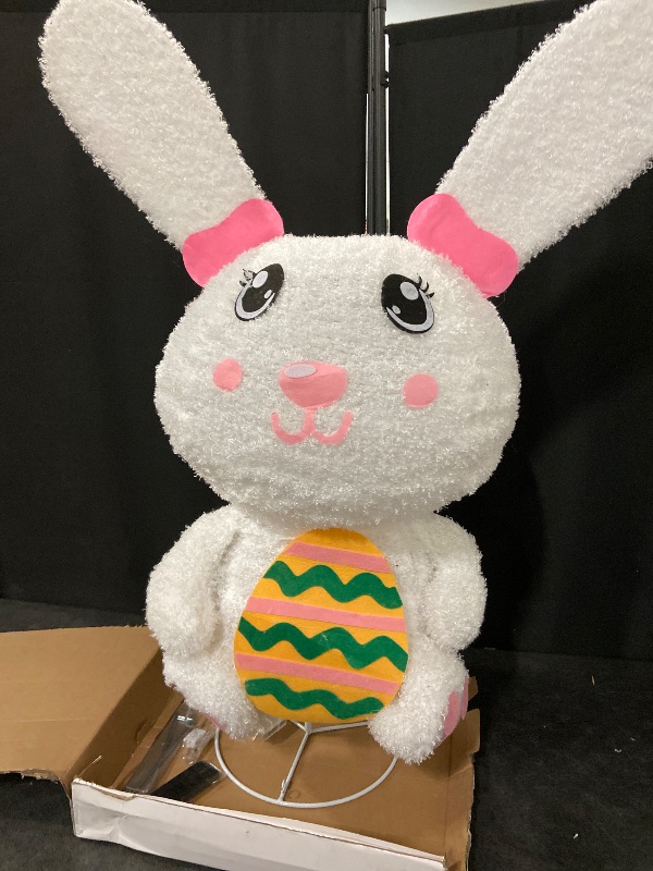 Photo 1 of 3.3FT Lighted Easter Bunny Decorations Outdoor Indoor, Collapsible Light Up Big Easter Rabbit Easter Egg Yard Decoration Light Decor for Front Door, Patio, Lawn, Garden with Remote Control
