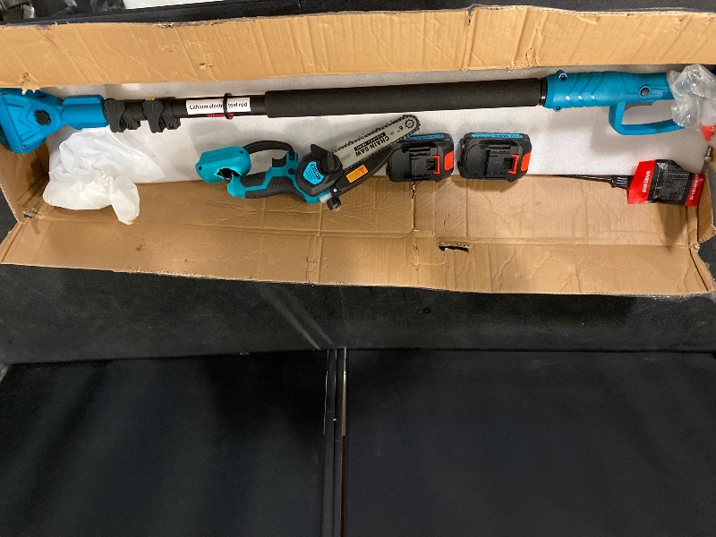 Photo 1 of 2-in-1 6 In Mini Chainsaw & Electric Pole Saw, Electric Pole Saws for Tree Trimming, 21V Cordless Battery Chainsaw Powered with 2 Batteries, Auto-oil, Chain saw for Tree Pruning/Wood Cutting