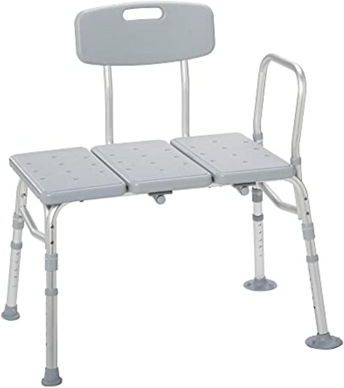Photo 1 of Drive Medical 12011KD-1 Tub Transfer Bench For Bathtub, Height Adjustable Shower Bench with Backrest, Shower Shower Chair Bath Seat for Elderly, Seniors, Arm Support for Transfer, 400 Weight Cap