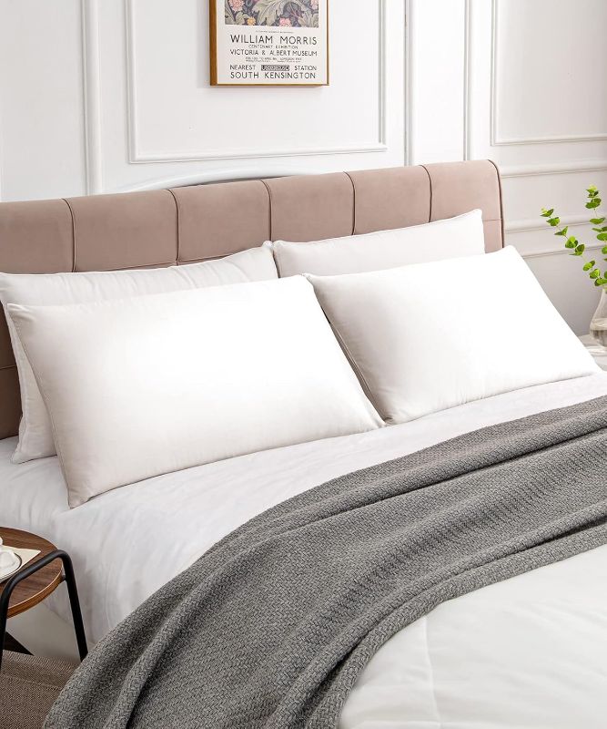 Photo 1 of Cotton Pillow Cases Standard Size Set of 2, 600 Thread Count Pillowcases 20x26 Inches, Soft Long Staple Cotton Pillowcases Breathable with Envelope Closure,White 2 Sides 