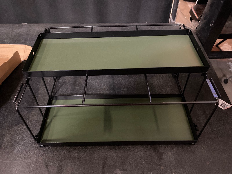 Photo 1 of Desk Storage Metal Frame, Faux Green Leather  Inserts