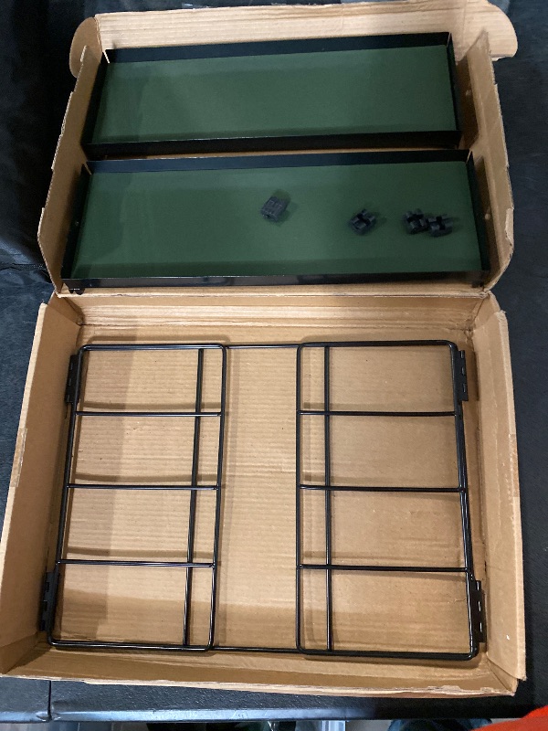 Photo 1 of Desk Storage Metal Frame, Faux Green Leather  Inserts