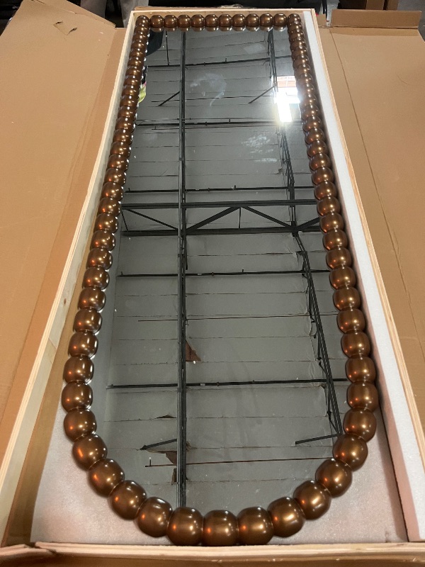 Photo 1 of Antique Arched Full Length Mirror, Vintage Beaded Decorative Floor Full Body Dressing Mirror as Room Decor Hanging Leaning Standing for Living Room, Bedroom, Vanity Area