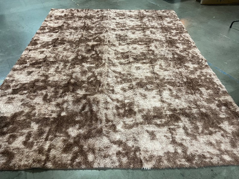 Photo 1 of 9x12 Ft Extra Large Shag Brown Area Rug for Living Room, Tie-Dyed Ultra Soft Fluffy Furry Rugs for Bedroom Indoor Floor, Aesthetic Carpet for Kids Home Decor (Coffee)