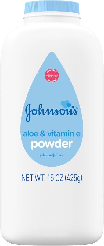 Photo 1 of Johnson's Baby Powder with Naturally Derived Cornstarch, Aloe & Vitamin E for Delicate Skin, Hypoallergenic, Free of Parabens, Phthalates & Dyes for Gentle Baby Skin Care, 15 oz
