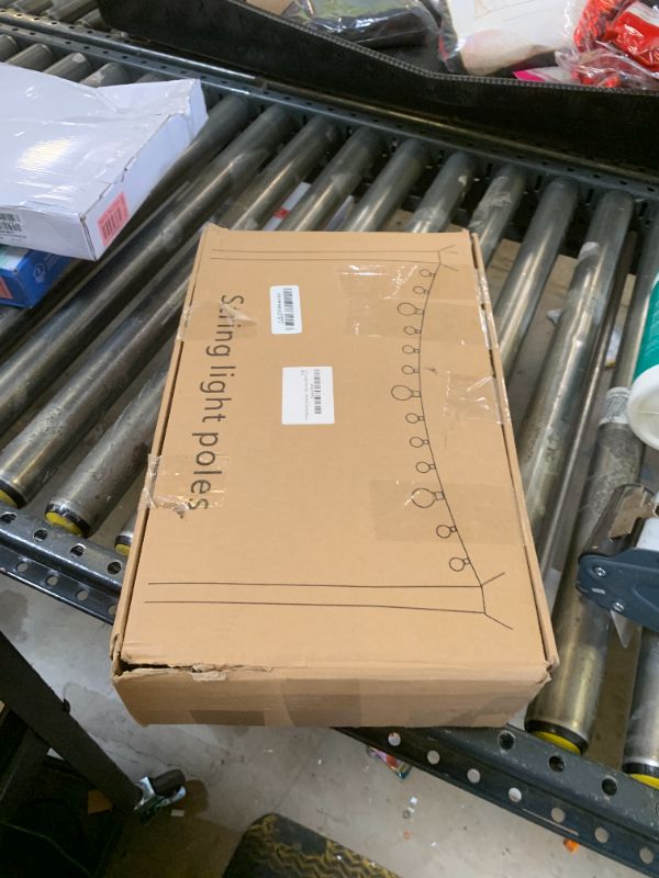 Photo 1 of 10Ft String Light Poles 4 Pack,Light Poles for Outside Lights,Outdoor with Fence Brackets Hanging Lights,Metal Stand Deck Patio Backyard