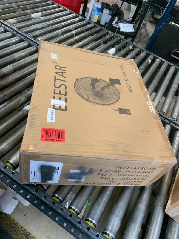 Photo 1 of BEESTAR 18 inch High Velocity Wall Mount Fan Oscillating,Industrial Fan with 5 Speed Ventilation,90 Degree Horizontal Oscillation,Heavy Duty Metal Fan for Warehouse,Greenhouse and Basement