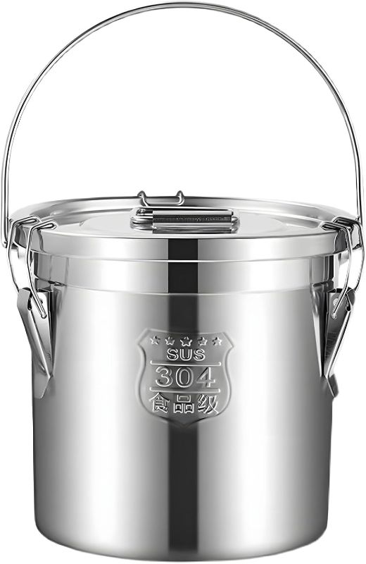 Photo 1 of Tircoiude 21L/5.5 Gal 304 Stainless Steel Airtight Canister for Kitchen, Metal Food Storage Containers with Lid and Sturdy Locking Clamp for Bean Flour Oil...