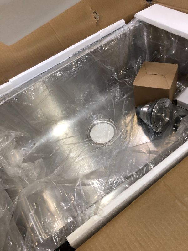 Photo 1 of 32 Inch Undermount Kitchen Sink - 32x18 Single Bowl Rust Resistant Stainless Steel Large Deep Round Corner Sink with Drain Assembly