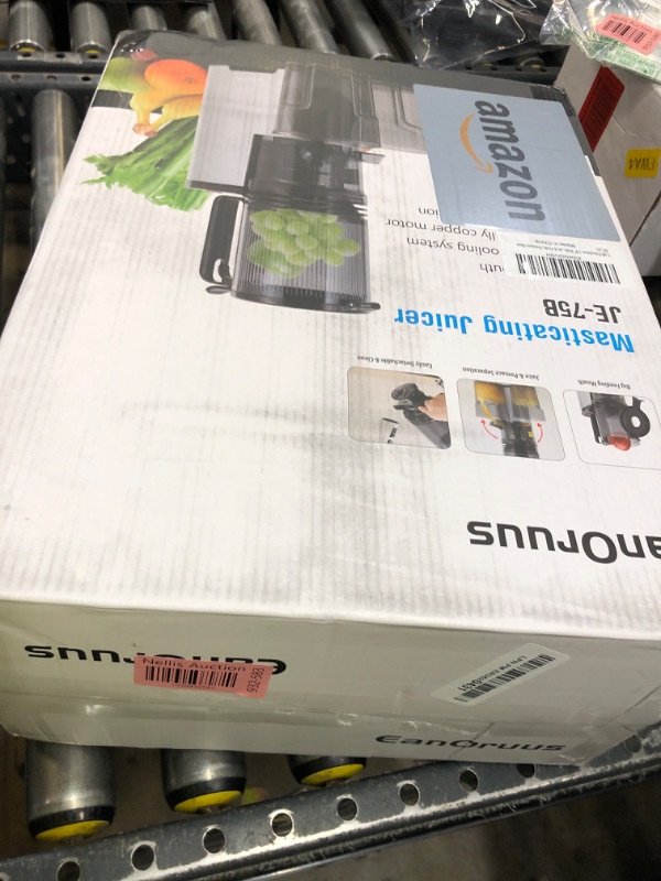 Photo 1 of Cold Press Juicer, 5.8" Wide Feed Chute Juice Extractor Machine with 400W, High Juice Yield, Slow Masticating Juicer for Whole Vegetables & Fruits, Metallic Silver