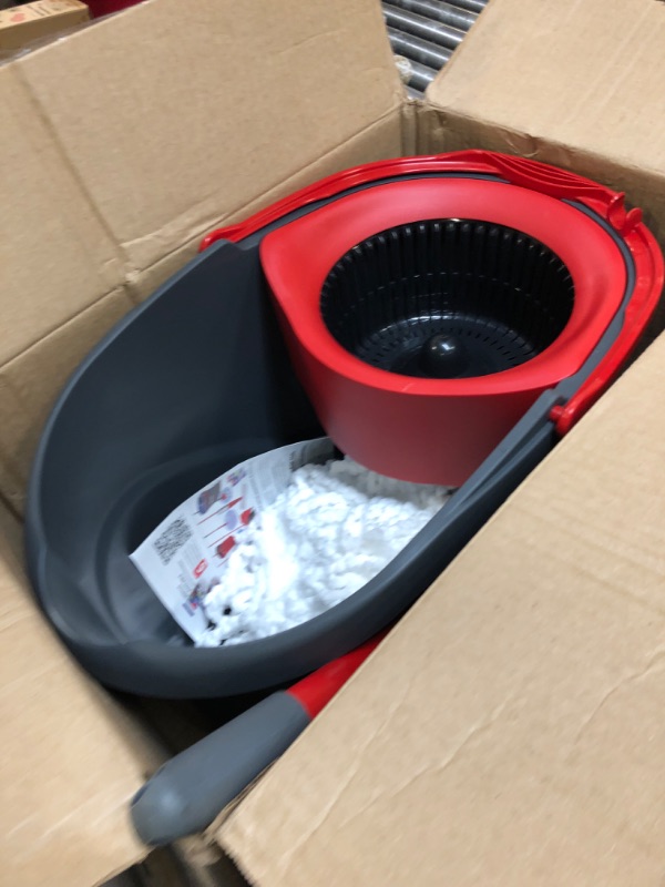Photo 1 of O-Cedar EasyWring Microfiber Spin Mop, Bucket Floor Cleaning System, Red, Gray, Standard