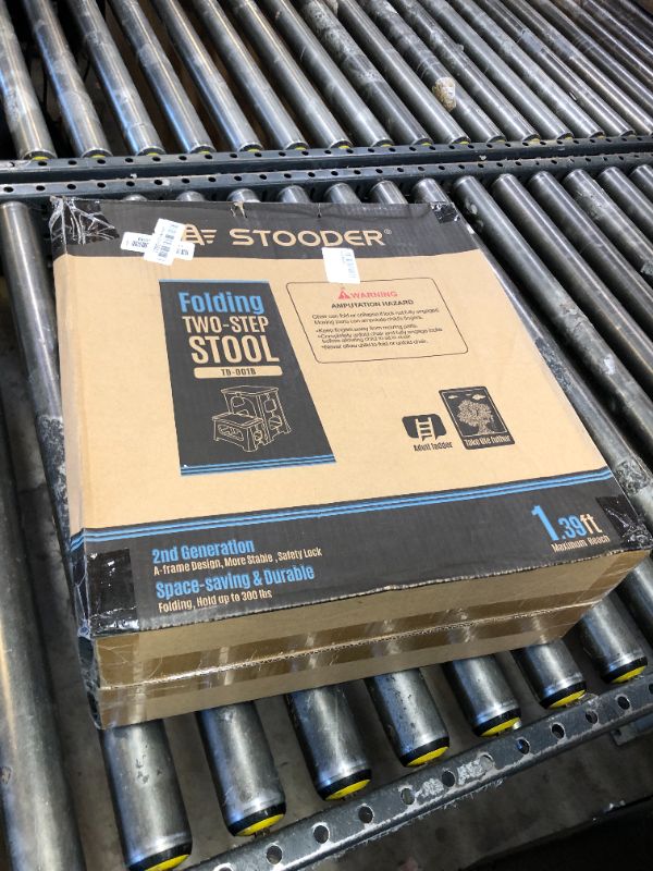 Photo 1 of STOODER Folding 2-Step Stool - Upgraded Stable A-Frame, Safety Lock, Anti-Slip Rubber Feet, 300lb Capacity, No Assembly - 8" 17" Step Stools for Kitchen, Bathroom, Bed, RV, Home, Office (Black)