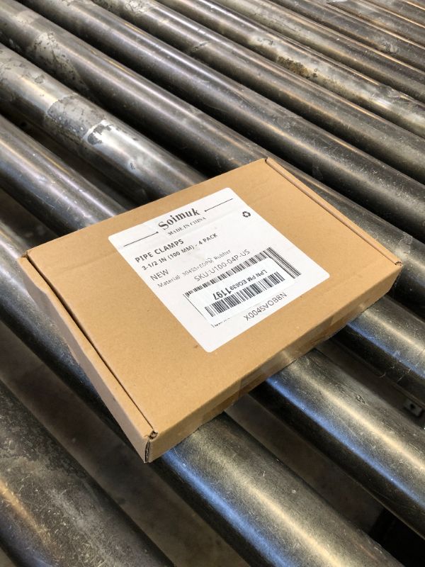 Photo 1 of Soimuk 304 Stainless & Rubber Cushioned Heavy Duty Conduit clips,Pipe Clamps (4 Pack - 3.5 in (100 MM))