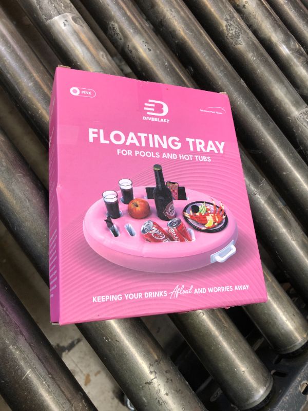 Photo 1 of DIVEBLAST: Pink Floating Table for Pool - Hot Tub Accessories for Adults - Holds Up to 50 LBS - Pool Stuff for Mom, Cool and Unique Drink Floaties