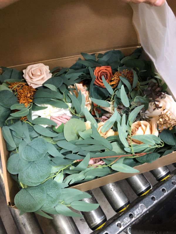 Photo 1 of Ling's Moment Fall 9FT Flower Garland for Backdrop Decorations - Wedding Arch Flowers, Eucalyptus & Rose, Artificial Floral Garland for Mantle - Sweetheart Table Decor for Ceremony, Terracotta