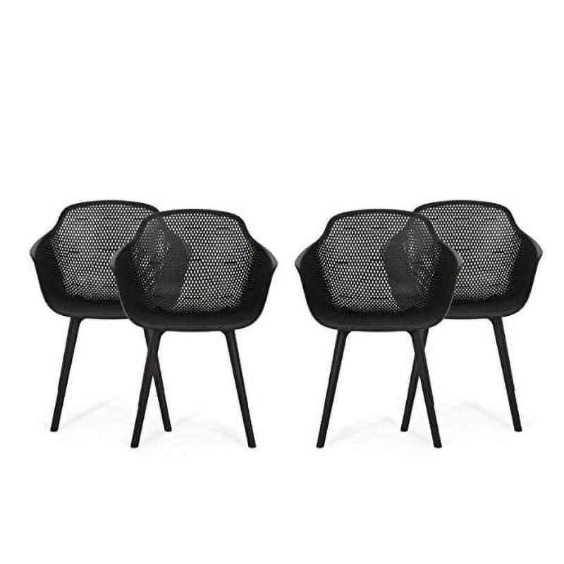 Photo 1 of Christopher Knight Home Lotus Outdoor Modern Dining Chairs (Set of 4) by Black 24.00" W x 20.50" L x 32.20" H