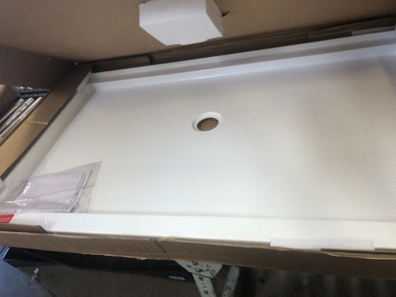 Photo 1 of DreamLine SlimLine 36 in. D x 60 in. W x 2 3/4 in. H Center Drain Single Threshold Shower Base in White, DLT-1136600