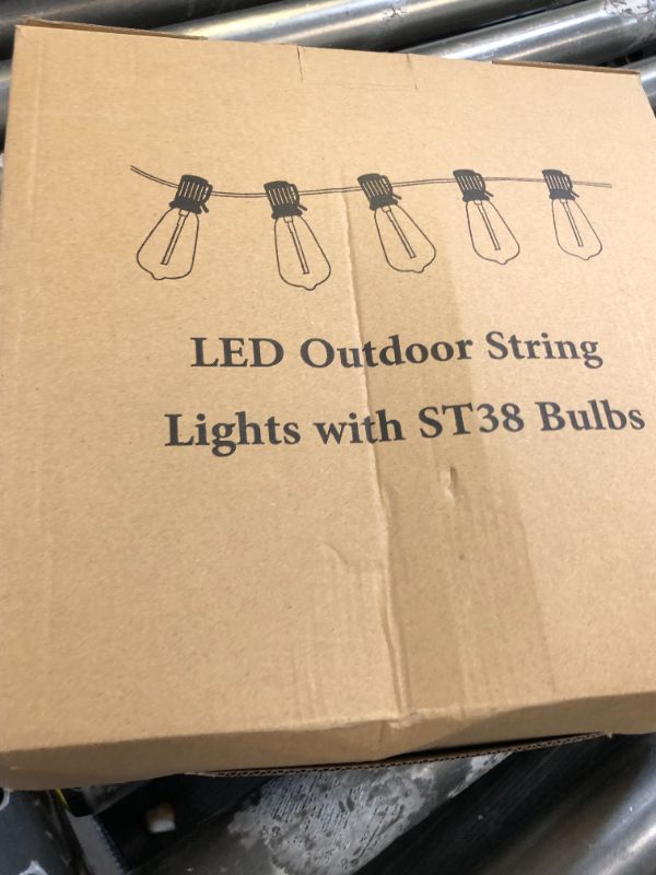 Photo 1 of Brightever LED Outdoor String Lights 100FT Patio Lights with 52 Shatterproof ST38 Vintage Edison Bulbs, Outside Hanging Light Waterproof for Porch, Deck, Garden, Backyard, Balcony, Dimmable 2700K