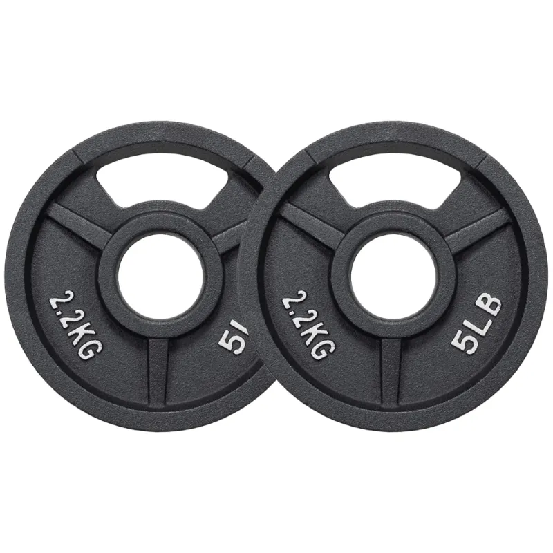 Photo 1 of BalanceFrom Cast Iron Weight Plates, Black, 2-Inch?Multiple Weight Options, Pair or Set, for Strength Training & Home Gym Two 5 Pound Weights
