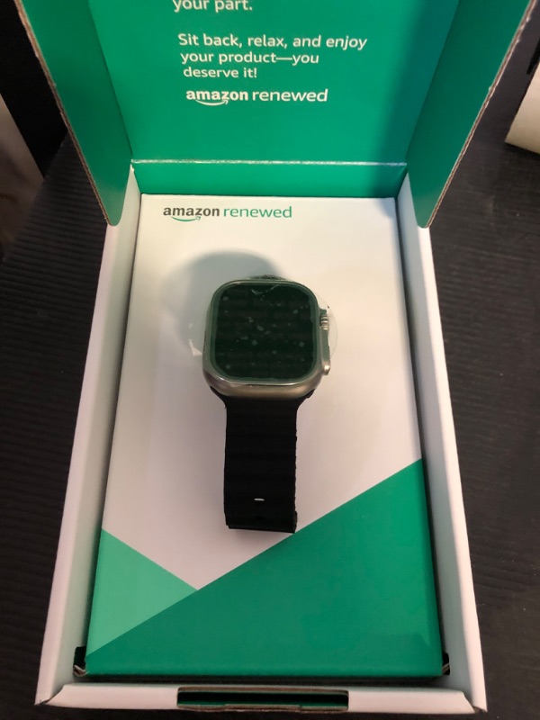 Photo 1 of Apple Watch Ultra [GPS + Cellular 49mm] Titanium Case with Midnight Ocean Band, One Size (Renewed Premium)