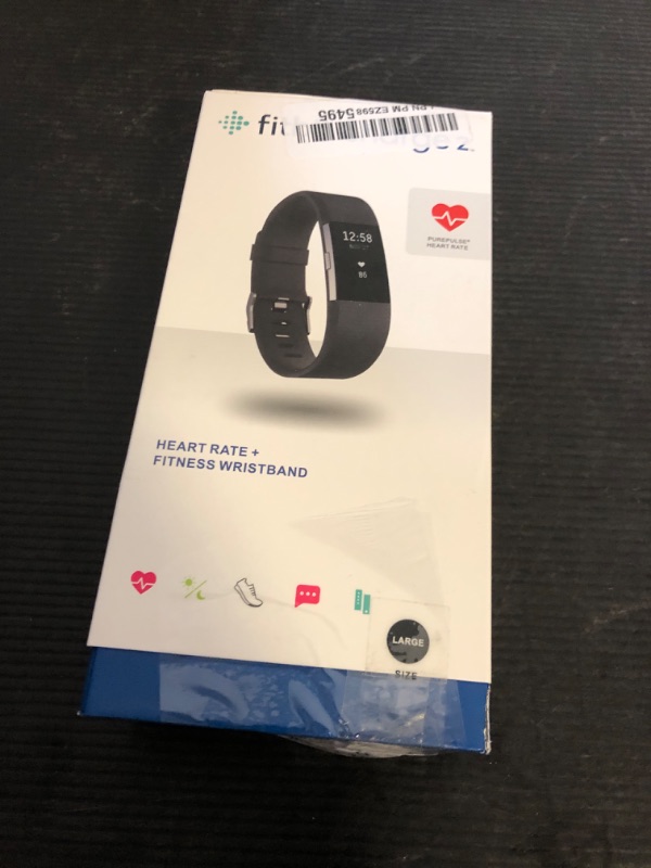 Photo 1 of Fitbit Charge 2 Heart Rate + Fitness Wristband, Black, Large (US Version), 1 Count