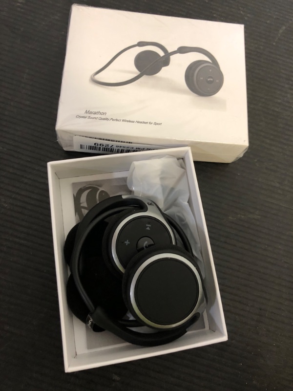 Photo 1 of RTUSIA Small Bluetooth Headphones Wrap Around Head - Sports Wireless Headset with Built in Microphone and Crystal-Clear Sound, Foldable and Carried in The Purse, and 12-Hour Battery Life, Black