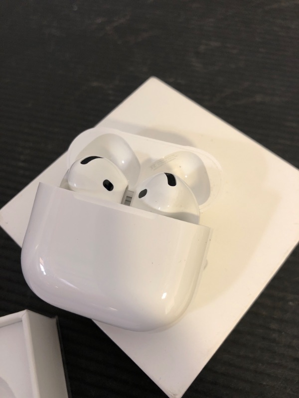 Photo 1 of Apple AirPods 4 Wireless Earbuds, Bluetooth Headphones, with Active Noise Cancellation, Adaptive Audio, Transparency Mode, Personalized Spatial Audio, USB-C Charging Case, Wireless Charging, H2 Chip