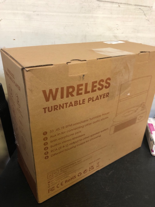 Photo 1 of Vinyl Record Player with 2 Stereo Speakers Belt-Driven Vintage Turntables 3 Speed 3 Size Wireless Bluetooth Playback AUX-in RCA Out Headphone LP Vinyl Players Auto Stop Fashion White