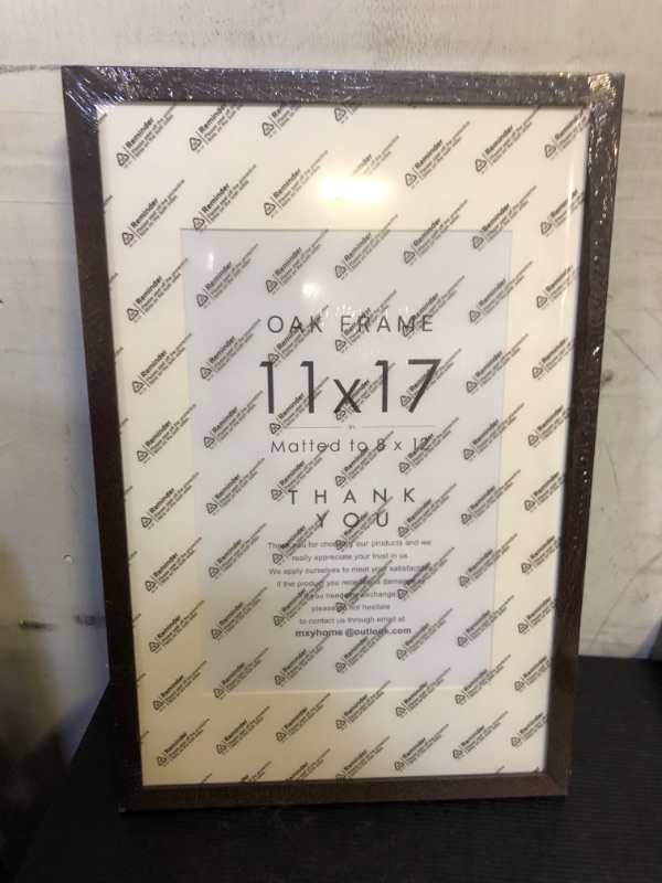 Photo 1 of 11x17 Oak Picture Frame, Solid Oak 11x17 Poster Frame with Mat to 8x12(Openning Size is 7.5x11.5), Natural Wood 17x11 Frames for Wall, (Walnut Set of 1)