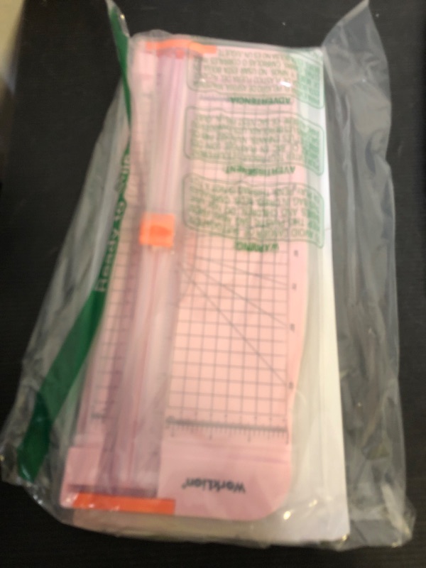Photo 1 of WORKLION Straight Paper Cutter For crafting – Pink 12 Inch Paper Trimmer With Security Safeguard and Side Ruler, Perfect for Cardstock, Coupon,Photos and Crafting Paper.