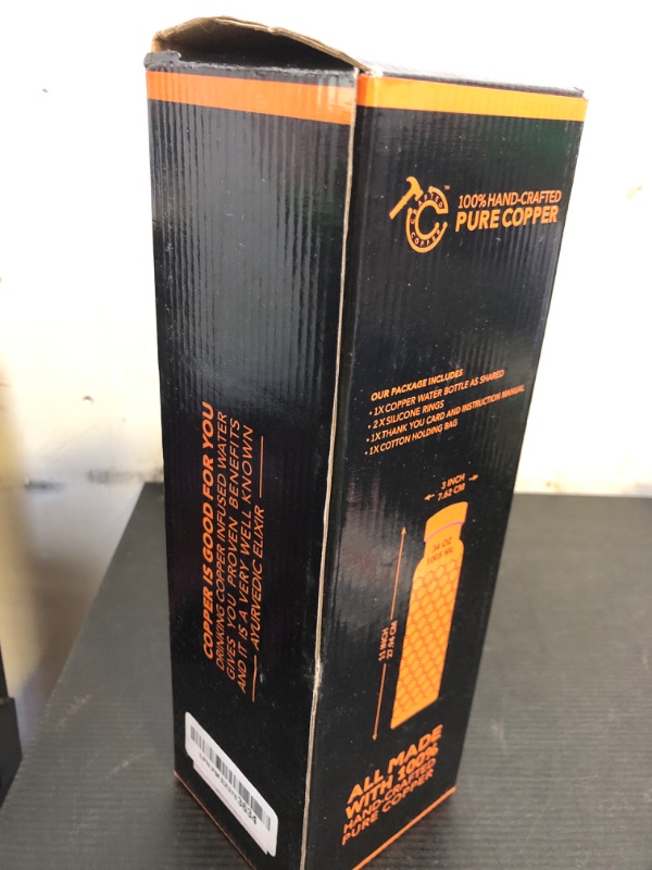 Photo 1 of 100% Pure Copper Water Bottle For Drinking 34 Oz Extra Large - Ayurvedic Copper Vessel For Drinking - Drink, Yoga, Fitness, and Daily Hydration - Enjoy The Healthy Benefits (Honeycomb)