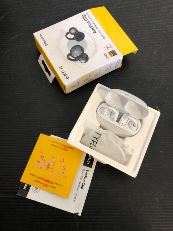 Photo 1 of EarFun Clip Open Ear Earbuds, Wireless Clip On Headphones, Adaptive Comfort with Secure Fit, Bluetooth 6.0, LDAC, Hi-Res Audio, 2 Mics AI ENC Call, 40H Playtime, Earbuds for Sports, Running, Workout