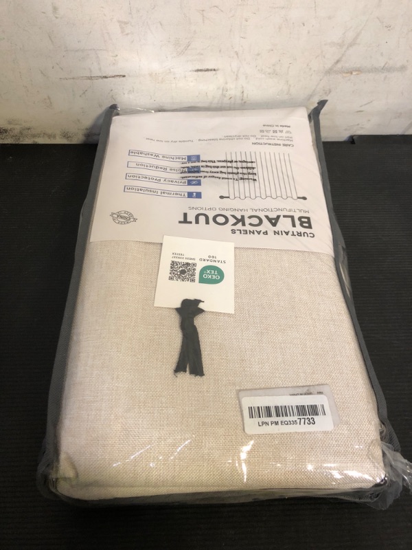 Photo 1 of 100% Blackout Shield Linen Blackout Curtains for Bedroom 96 Inches Long, Back Tab/Rod Pocket Living Room Drapes, Thermal Insulated Blackout Curtains 2 Panels Set, 50" W x 96" L,Cream