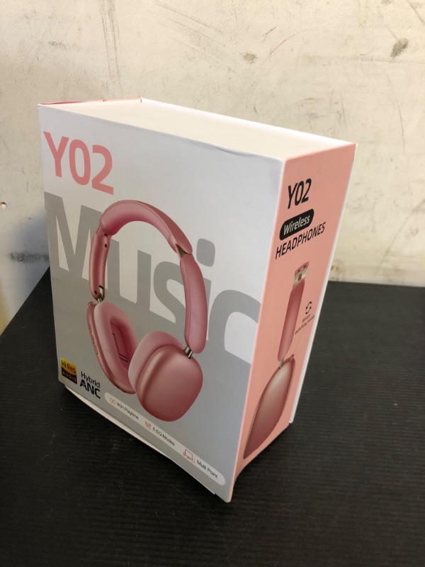 Photo 1 of Wentronic Y02 Active Noise Cancelling Headphones,60H Battery,5 EQ Music Modes,Hi-Res Audio,Deep Bass,Foldable Wireless Over Ear Bluetooth 5.4 Headset,Breathable Leather Earpads (Pink)