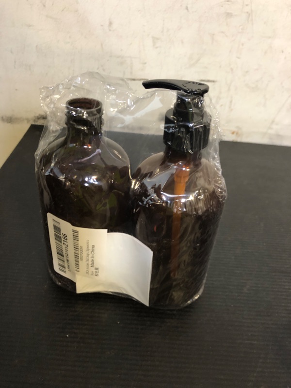Photo 1 of 2PCS Amber Dish Soap Dispenser for Kitchen (16 Oz), Brown Hand Soap Dispenser for Bathroom, Plastic Soap and Liquid Dispenser Set with Rust Proof Pump, Refillable Soap Pump Bottles, Waterproof Labels