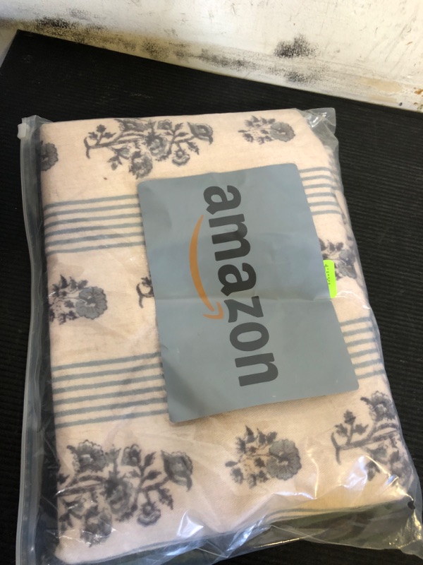 Photo 1 of Amor Virisso Floral Throw Pillow Covers 22x22 Set of 2 Block Print Pillow Covers Neutral Floral Striped Farmhouse Decorative Pillow Covers for Sofa Couch Bed, Light Blue